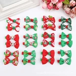 2pcs/set Party Bows Christmas Print Hair Pins Clips Princess Kawaii Korean Barrette Cute Flowers Headband for Girls Accessories