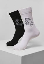 Pray Hands Socks, 2 Pack, Black/White