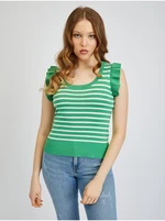 Orsay White Green Women Striped T-Shirt - Women