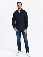 Ombre Men's cotton oxford shirt with REGULAR pocket - navy blue