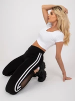 Black sports leggings with stripes