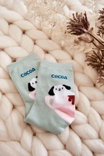 Women's funny dog socks In a cup green