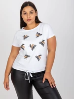 White T-shirt plus size with stone application