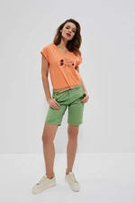 Cotton shorts with belt - green