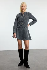 Trendyol Gray Mini Pocket Detailed Denim Dress