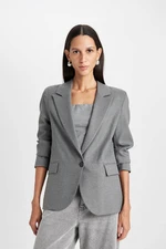 DEFACTO Oversize Fit Wide Mold Button Closure Basic Plain Blazer Jacket