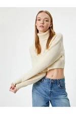 Koton Crop Knitwear Sweater Turtleneck Long Sleeve Acrylic Blend