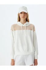 Koton Oversize Sweatshirt Hooded Mesh Detail Long Sleeve