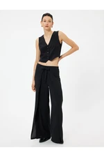 Koton Side Flap Detailed Wide Leg Trousers Tie-Up Aerobin Fabric