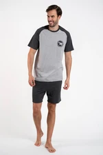 Men's pyjamas Morten, short sleeves, shorts - melange/dark melange