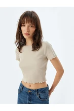 Koton Crop T-Shirt Short Sleeve Crew Neck Cotton