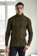 53285 Dewberry Slim-Fit Fisherman Corded Thick Mens Sweater-Khaki