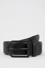 DEFACTO Men's Rectangle Buckle Faux Leather Jeans Belt