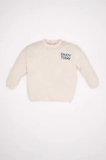 DEFACTO Baby Boy Regular Fit Crew Neck Slogan Printed Sweater