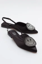 LuviShoes GEVEL Women's Black Satin Flats.