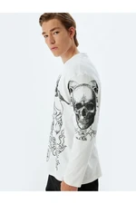 Koton Skull Printed Sweater Crew Neck Loose Fit Long Sleeve Cotton