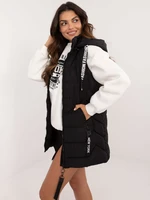 Black quilted women's vest with zip