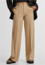 Women's wide pleated trousers - unionbeige