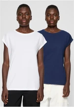 Women's T-shirt with extended shoulder 2 pcs white + dark blue