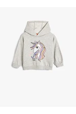 Koton Unicorn Printed Long Sleeve Hooded Sweater