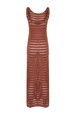 Trendyol Brown Maxi Slit Knitwear Look Beach Dress