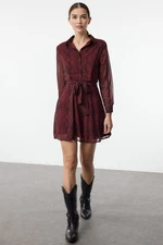 Trendyol Claret Red Animal Mini Woven Dress