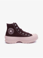 Vínové dámske členkové tenisky na platforme Converse Chuck Taylor All Star Lugged 2.0