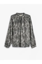 Koton Long Sleeve Blouse Snakeskin Pattern Window Detail