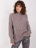 Dark gray women's sweater with cable knits