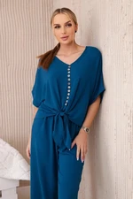 Women's set blouse + trousers - cornflower blue