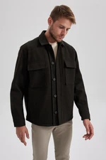 DEFACTO Relax Fit Polo Collar Stitching Long Sleeve Shirt Jacket