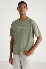 GRIMELANGE Pecky Basic Relaxed Khaki T-shirt