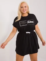 Black plus size mini dress with inscription