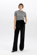 DEFACTO Velvet Trousers Wide Leg High Waist Wide Leg Long Length