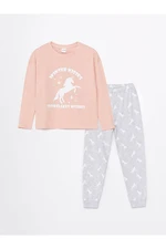 LC Waikiki Lcw Crew Neck Printed Long Sleeve Girls Pajama Set