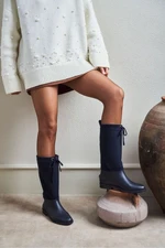 NİŞANTAŞI SHOES Royal Navy Blue Genuine Suede Women's Rain Boots