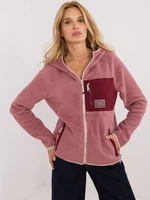 Dark pink women's fleece sweatshirt with zipper SUBLEVEL