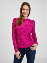 Dark pink women's lace T-shirt ORSAY - Women