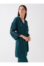 LC Waikiki LCW DREAM Women's Shawl Collar Lace Detailed Satin Dressing Gown