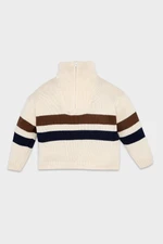 DEFACTO Baby Boy Stand Collar Zippered Striped Knitwear Sweater