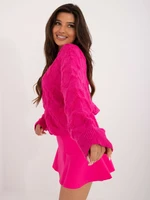 Fuchsia women's oversize sweater with cuffs