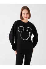 LC Waikiki Crew Neck Mickey Mouse Printed Long Sleeve Oversize Women's Sweatshirt