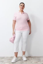 Trendyol Curve Pink Polo Neck Knitted T-shirt