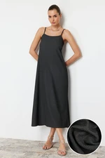 Trendyol Anthracite Plain Midi Strappy Shift/Plain Maxi Knit Dress