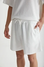 GRIMELANGE RAMADANP012 Men's 100% Cotton Waffle Ecru Short