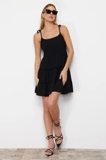 Trendyol Black Woven Mini Dress with Flounce Fabric Skirt