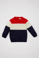 DEFACTO Baby Boy Crew Neck Color Block Knitwear Sweater