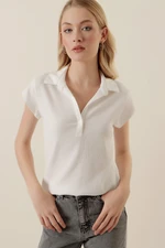 Bigdart 20123 Polo Knitted Blouse - White