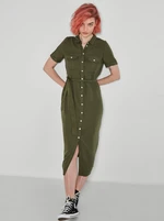 Khaki Koszula Maxi-Dress z krawatem Noisy May Cersei - ONA