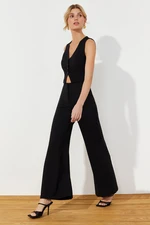 Trendyol Black Wide Leg Window Detailed Maxi Woven Jumpsuit